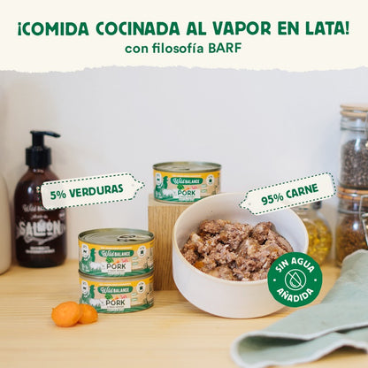 Ração para gatos Wild Balance Pork and Vegetable BARF, embalagem de 6 unidades de 120g