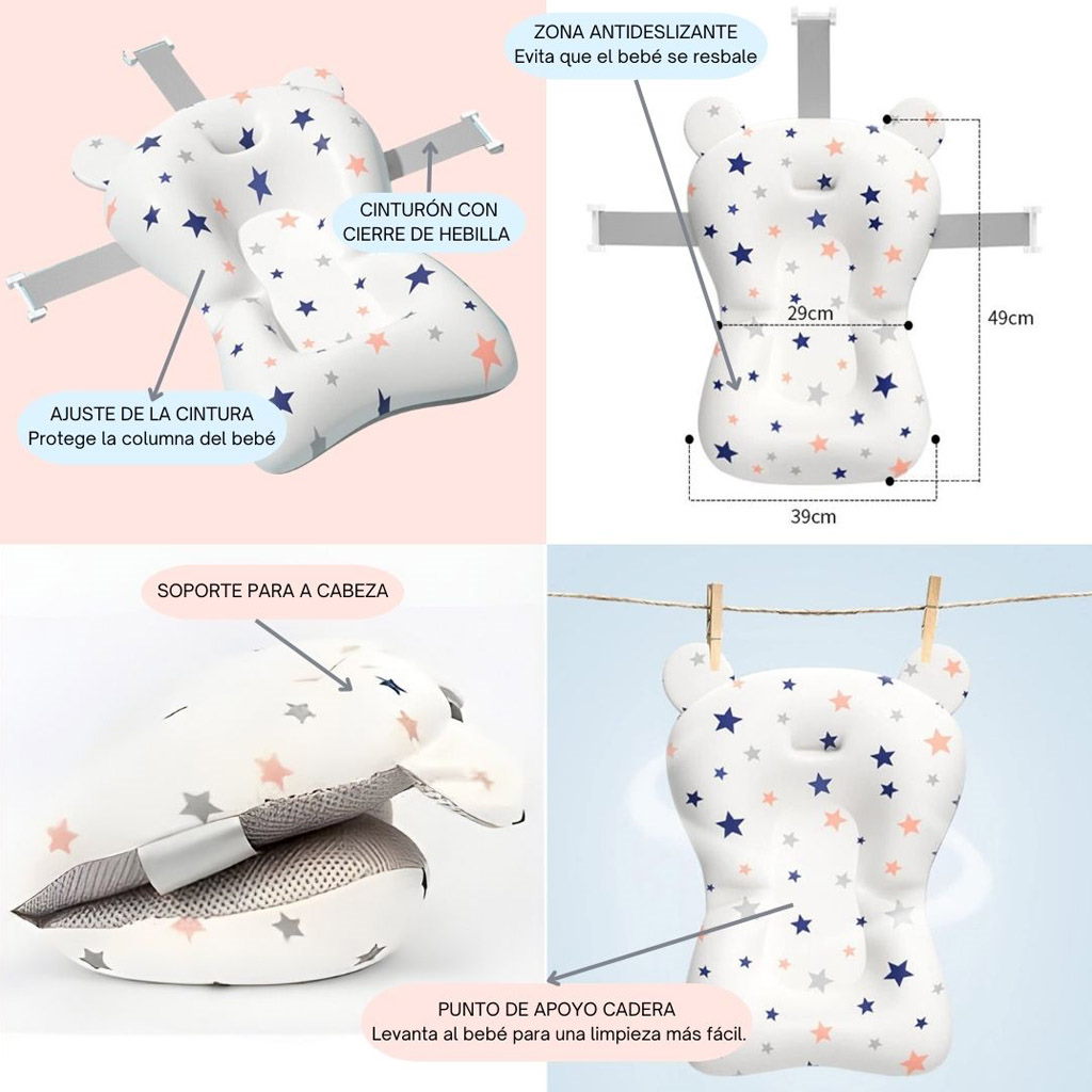 Bathby Bañera Plegable Azul Para Bebés, Cojín Reductor, Termómetro, Patas Antideslizantes (azul Pastel)_2