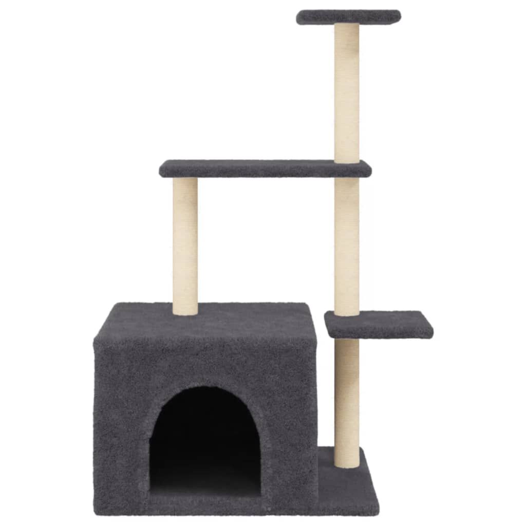 Vidaxl Rascador Para Gatos Con Postes De Sisal Gris Oscuro 110 Cm_3