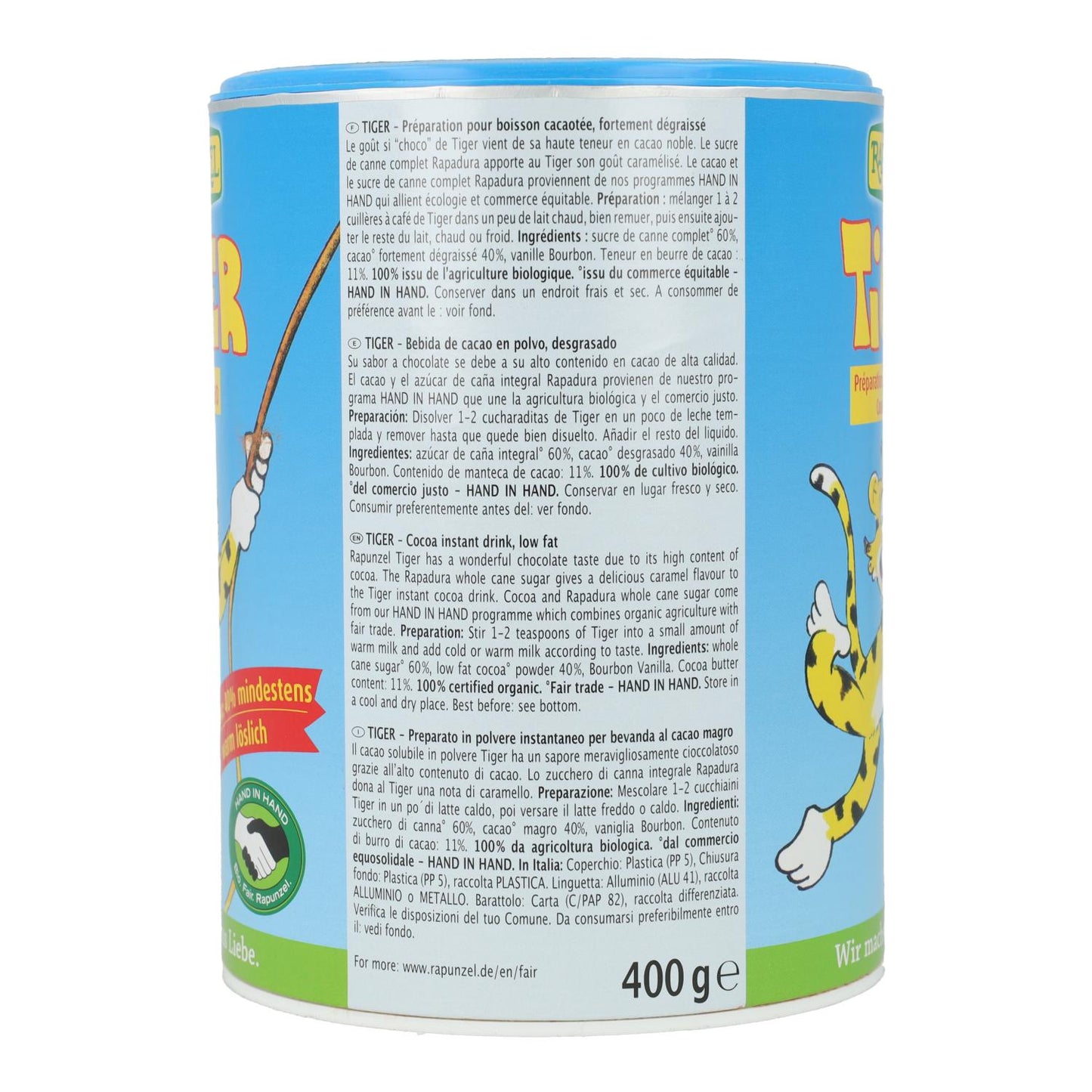 Cacau solúvel Tiger Rapunzel, 400 g