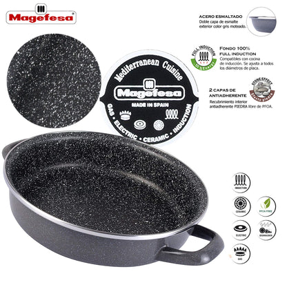 Magefesa K2 Gransasso Tartera 28, Acero Esmaltado Vitrificado, En Gris, Inducción Y Lavavajillas_3