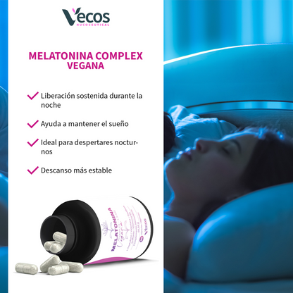 Melatonina Complex Vegana Vecos 90 Cápsulas | Dormir Mejor Y Relajación | Valeriana, Triptófano Y Melatonina_3