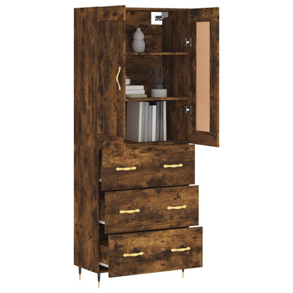 Aparador Alto Madera Contrachapada Roble Ahumado 69,5x34x180 Cm_2