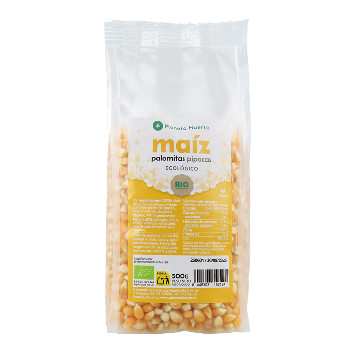 Milho para pipocas ECO Planeta Huerto 500 g