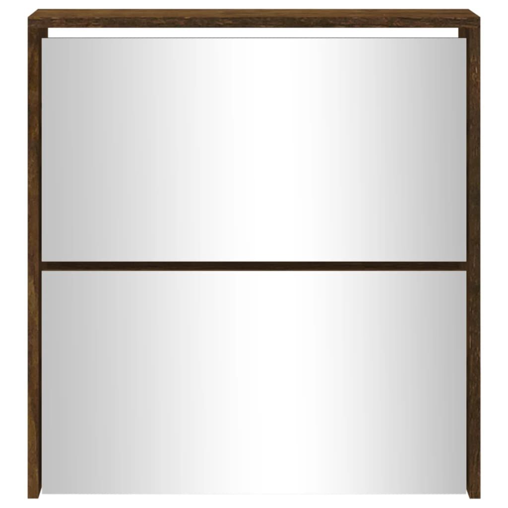 Vidaxl Mueble Zapatero Con Espejo 2 Niveles Roble Ahumado 63x17x67 Cm_4