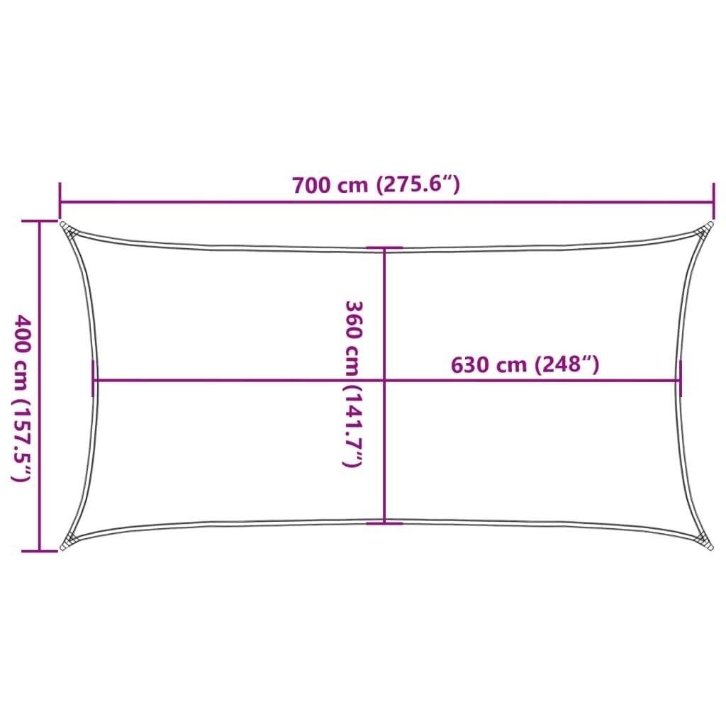 Vidaxl Toldo De Vela Rectangular Hdpe Azul 160 G/m² 4x7 M_2