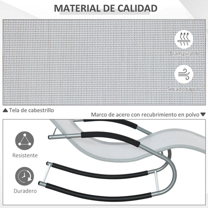 Outsunny Mecedora Para Jardín Con Reposacabezas 63x144x84 Cm Gris_5