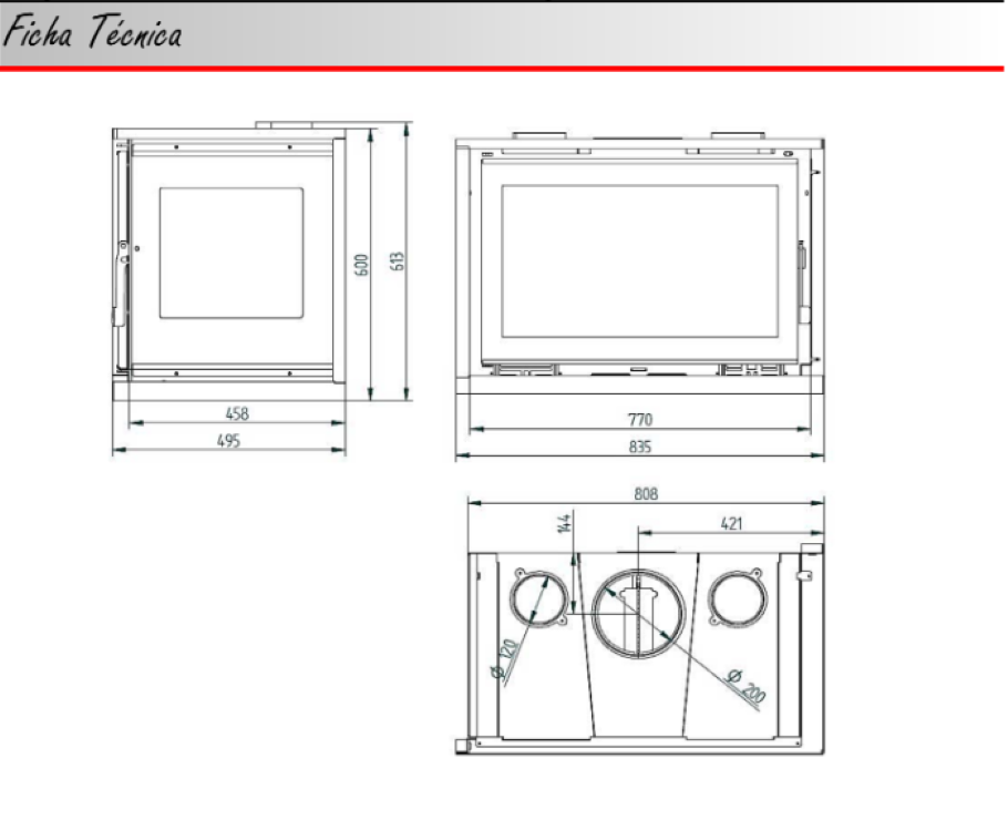 BRICOSOL Insertable de Leña de 80 cm a 2 Caras Rincón Derecha con Turbinas FM Modelo IT-182 DF Interior Fundición._3