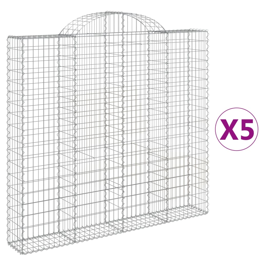 Cestas De Gaviones 5 Uds Forma De Arco Hierro 200x30x180/200 Cm_0