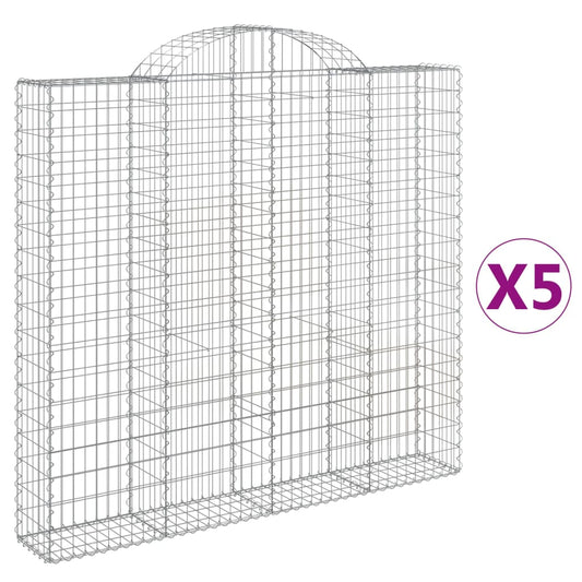 Cestas De Gaviones 5 Uds Forma De Arco Hierro 200x30x180/200 Cm_0