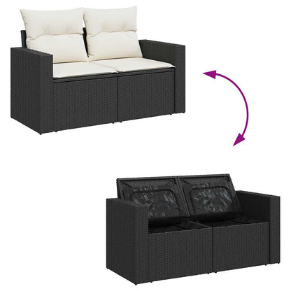 Set De Sofás De Jardín 6 Piezas Y Cojines Ratán Sintético Negro / Vetonek_2