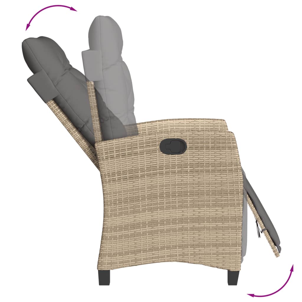 Set Comedor De Jardín 7 Pzas Con Cojines Ratán Sintético Beige / Vetonek_4