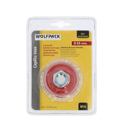 Cepillo Taza Con Alambre De Acero Latonado Rosca M14, Ø 65 Mm. Alambre De Ø 0,30 Mm.
