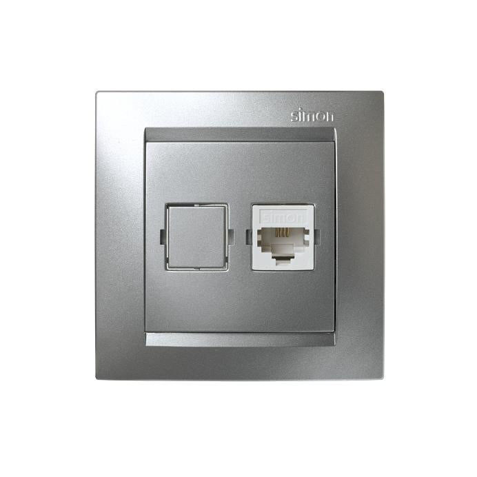 Tomada telefónica de alumínio Simon 15