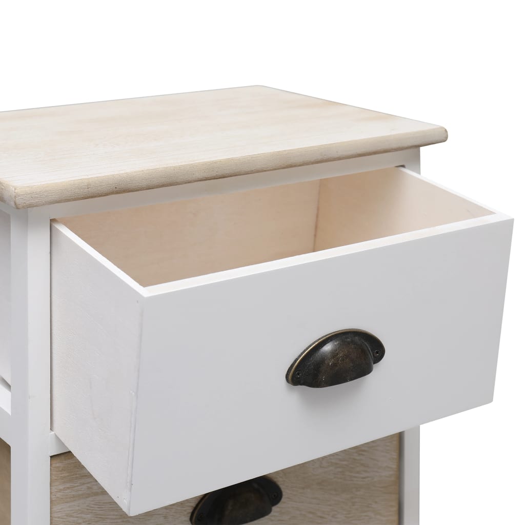 Mesita De Noche Madera De Paulownia Blanco Y Natural 38x28x45cm_3