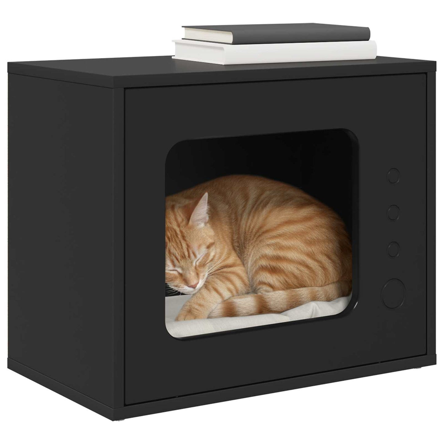 Casa Para Gatos Negro 51 X 30 X 42,5 Cm Madera De Ingeniería_2