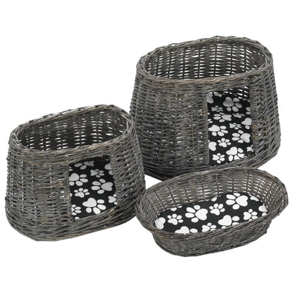 Cestas De Gatos 3 Uds Con Cojines Sauce Natural Gris 47x34x60cm_5