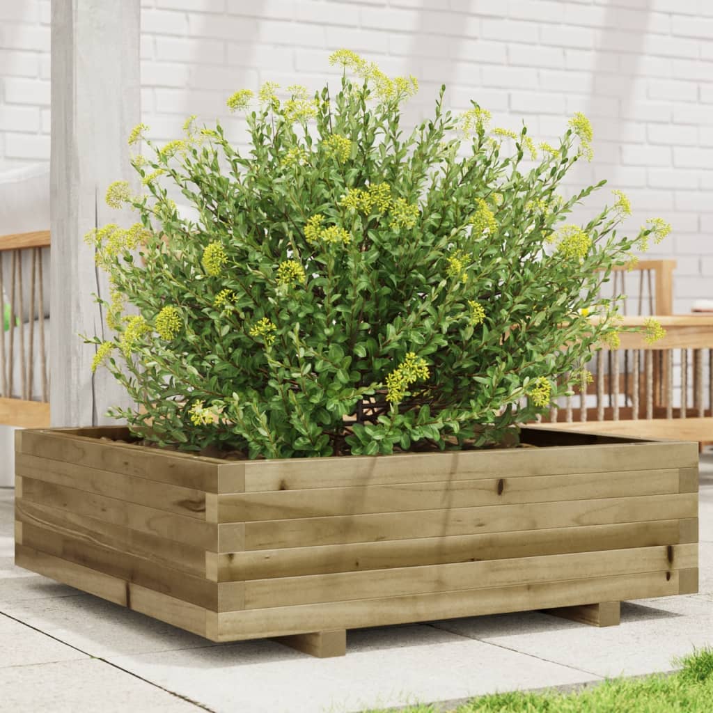 Jardinera De Madera De Pino Impregnada 80x80x26,5 Cm_1