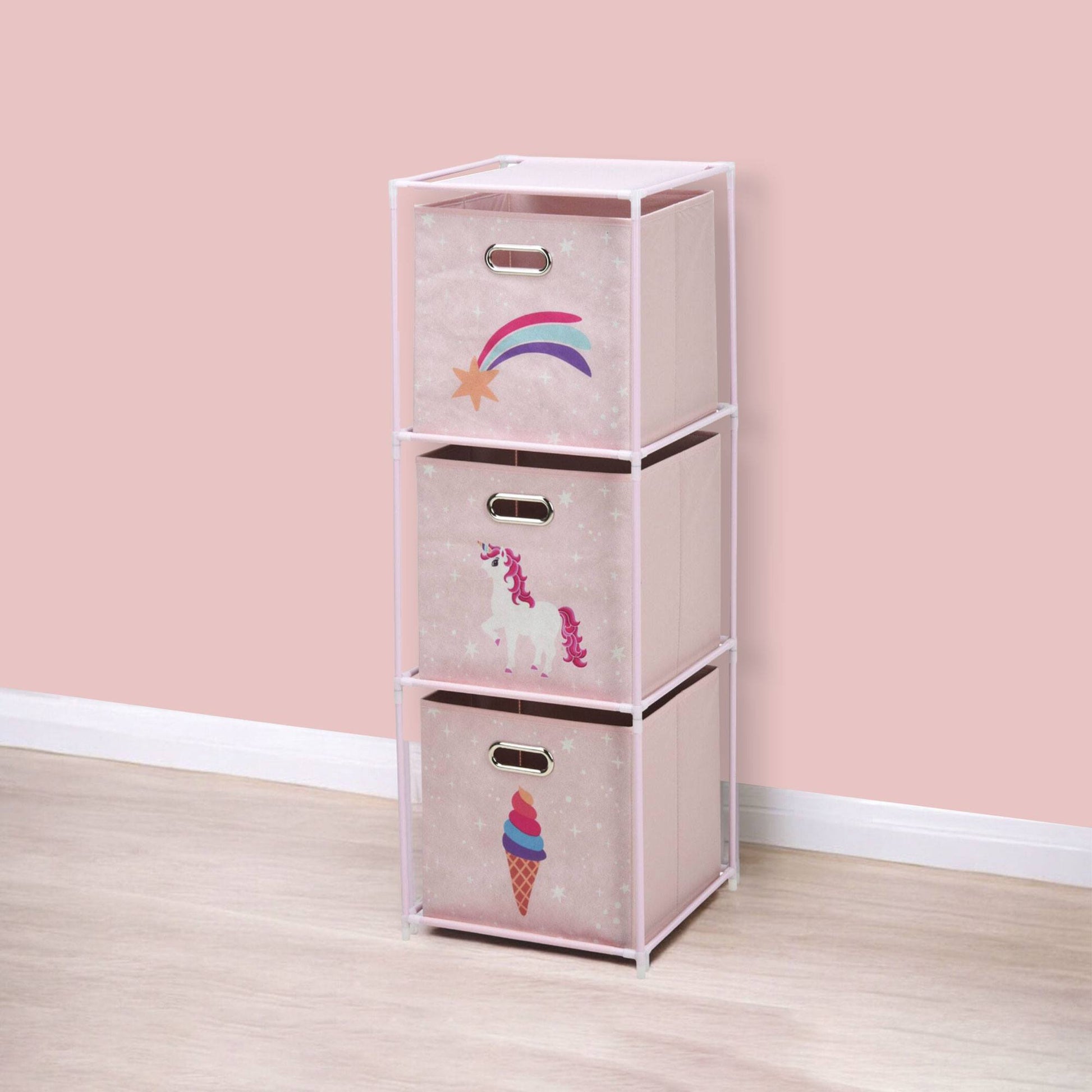 Well Home Estanteria Cajonera De 3 Estantes En Metal Color Rosa H.102cm_3