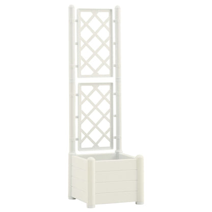 Jardinera Con Enrejado Pp Blanco 43x43x142 Cm_0