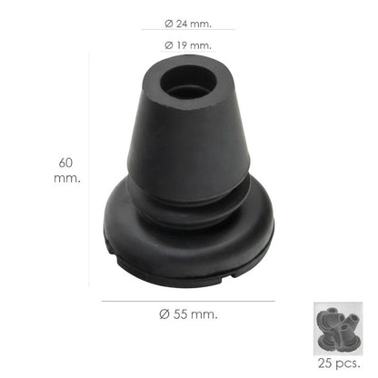 Taco Goma Baston Negro Tubo Ø 19 Mm. / Base Ø 55 Mm. Tipo Fuelle Bolsa 25 Unidades_0