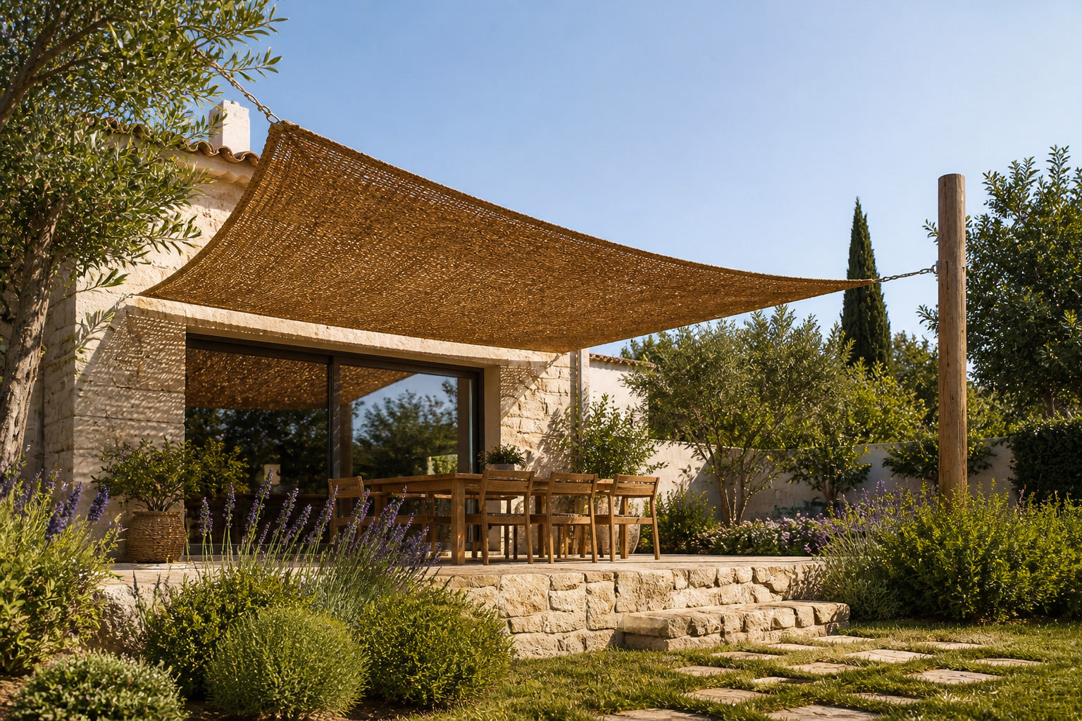 Toldo Vela Coco Natural 4x3 M 60% Ocultación Para Jardín Terraza Pérgola_0