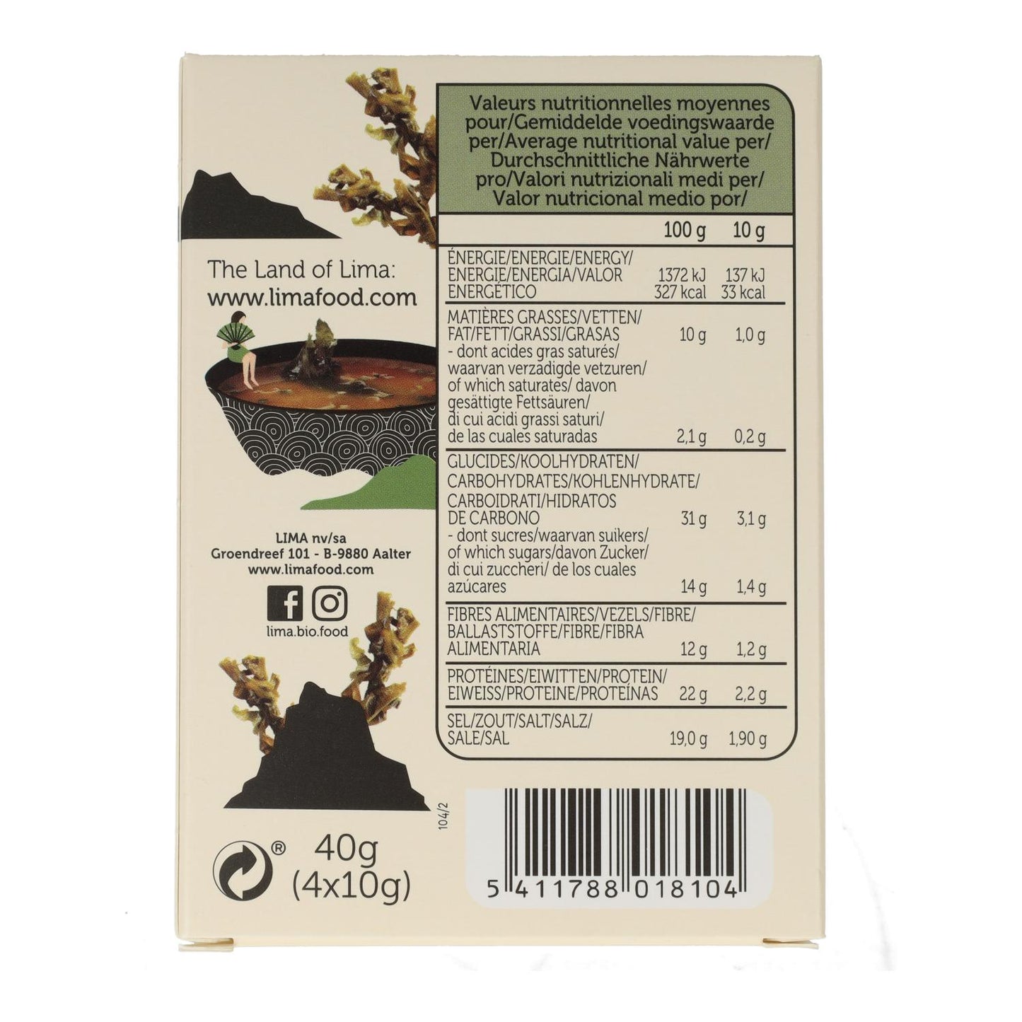 Sopa Miso Instantânea Tradicional ECO Lima 4x10gr