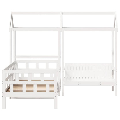 Sofá Cama Con Techo Madera Maciza De Pino Blanco 80x200 Cm_3