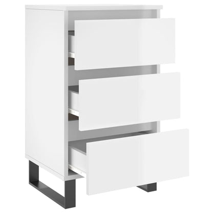 Mesitas Noche 2 Uds Madera Ingeniería Blanco Brillo 40x35x69 Cm_4