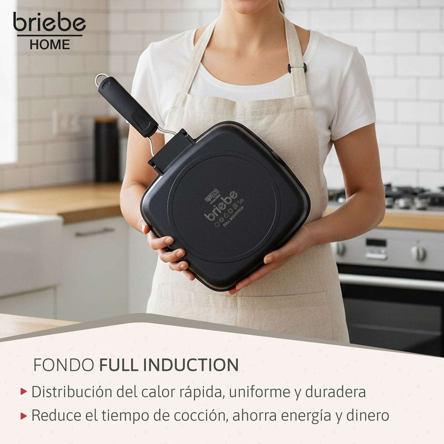 Briebe Grill Asador, Inducción, Antiadherente Titanio 28x28cm Aluminio Fundido Sin Pfoa Mango Plegable, Gp1159, Negro_5