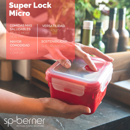 Set De 4 Herméticos Super Lock Micro 0,68-1-1,1-1,9 L, Aptos Para Cocinar Al Vapor En El Microondas, Ideal Transporte Y Almacenamiento De Alimentos,_3