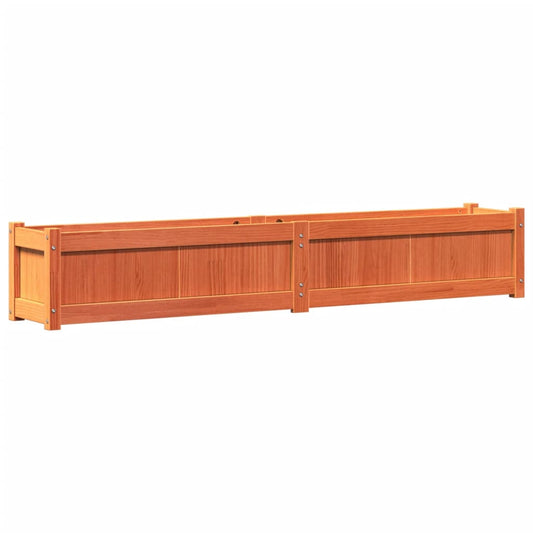 Jardinera Exterior Madera Maciza Pino Marrón Cera 180x31x31 Cm_0
