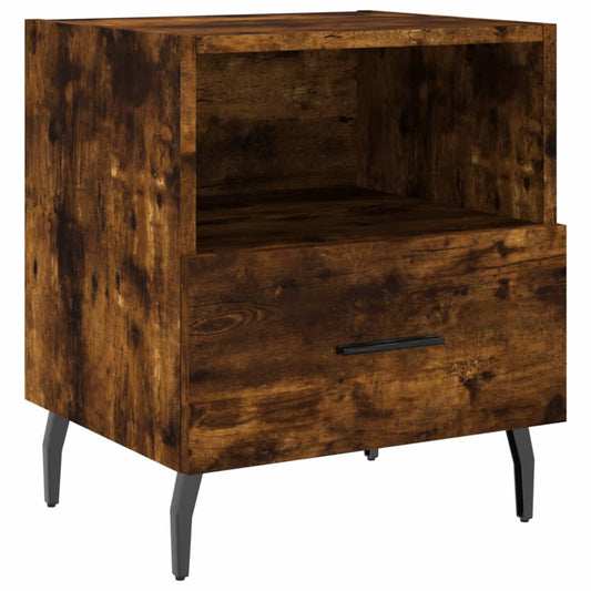 Mesita De Noche Madera Ingeniería Roble Ahumado 40x35x47,5 Cm_0