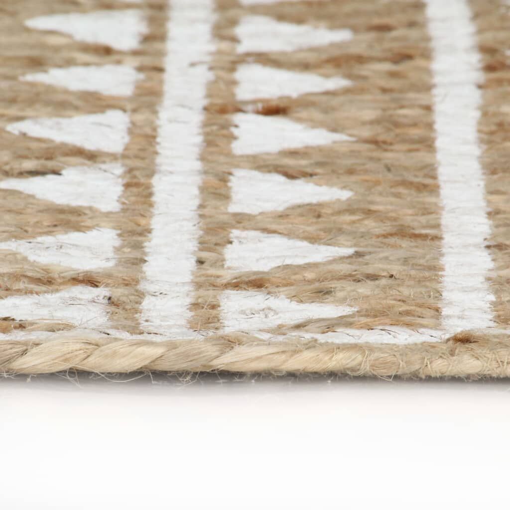 Vidaxl Alfombra De Yute Tejida A Mano Con Estampado Blanco 150 Cm_2