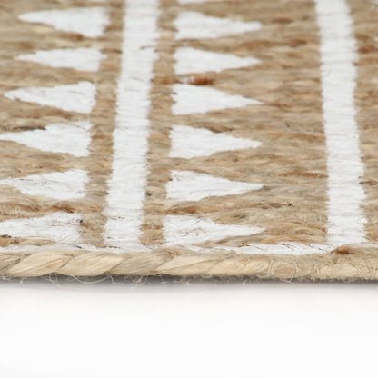 Vidaxl Alfombra De Yute Tejida A Mano Con Estampado Blanco 150 Cm_2