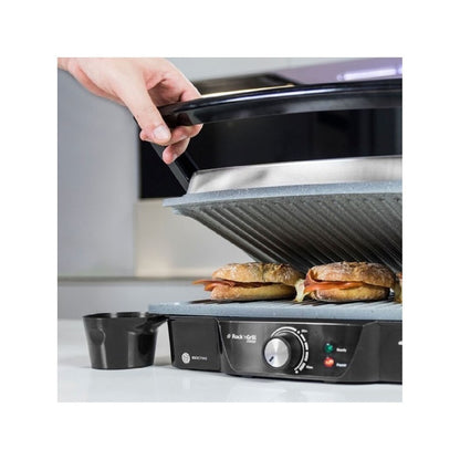 Parrilla Eléctrica Rock'ngrill 2000. 2000 W, Revestimiento Antiadherente Rockstone, Apertura 180º, Adaptable En Altura, Superficie De Cocinado 30 X_1