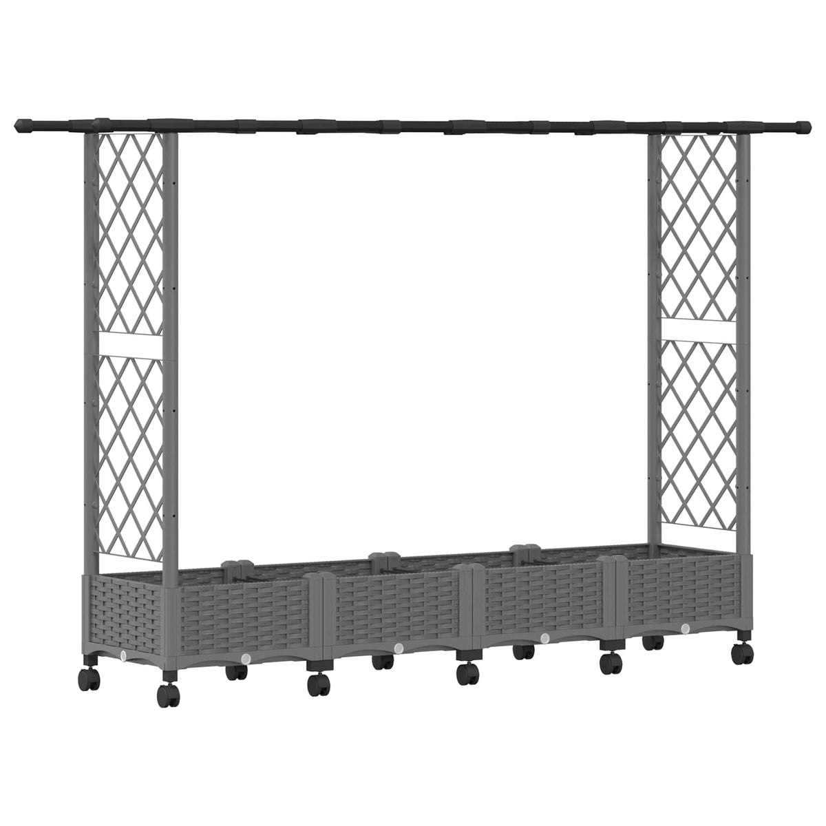 Cama Elevada Con Trellis Y Techo Gris Claro 203 X 40 X 127 Cm_0