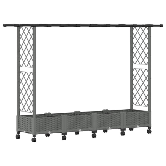 Cama Elevada Con Trellis Y Techo Gris Claro 203 X 40 X 127 Cm_0