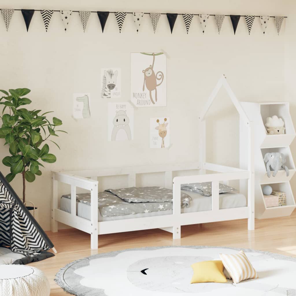 Vidaxl Estructura De Cama Para Niños Madera De Pino Blanco 70x140 Cm_1