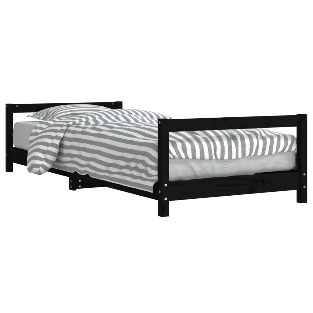Estructura De Cama Para Niños Madera De Pino Negro 90x200 Cm / Vetonek_0