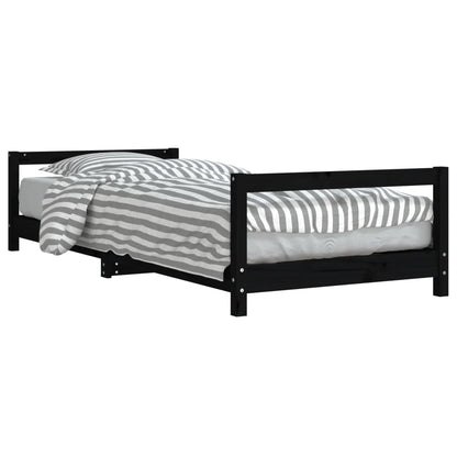 Estructura De Cama Para Niños Madera De Pino Negro 90x200 Cm / Vetonek_0