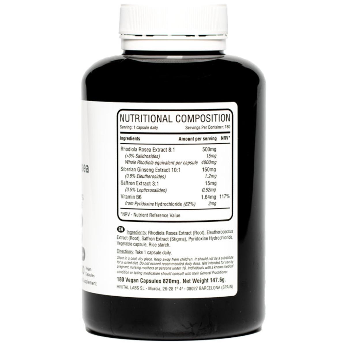 Rhodiola Rosea 4000 mg 180 cápsulas vegan Hivital