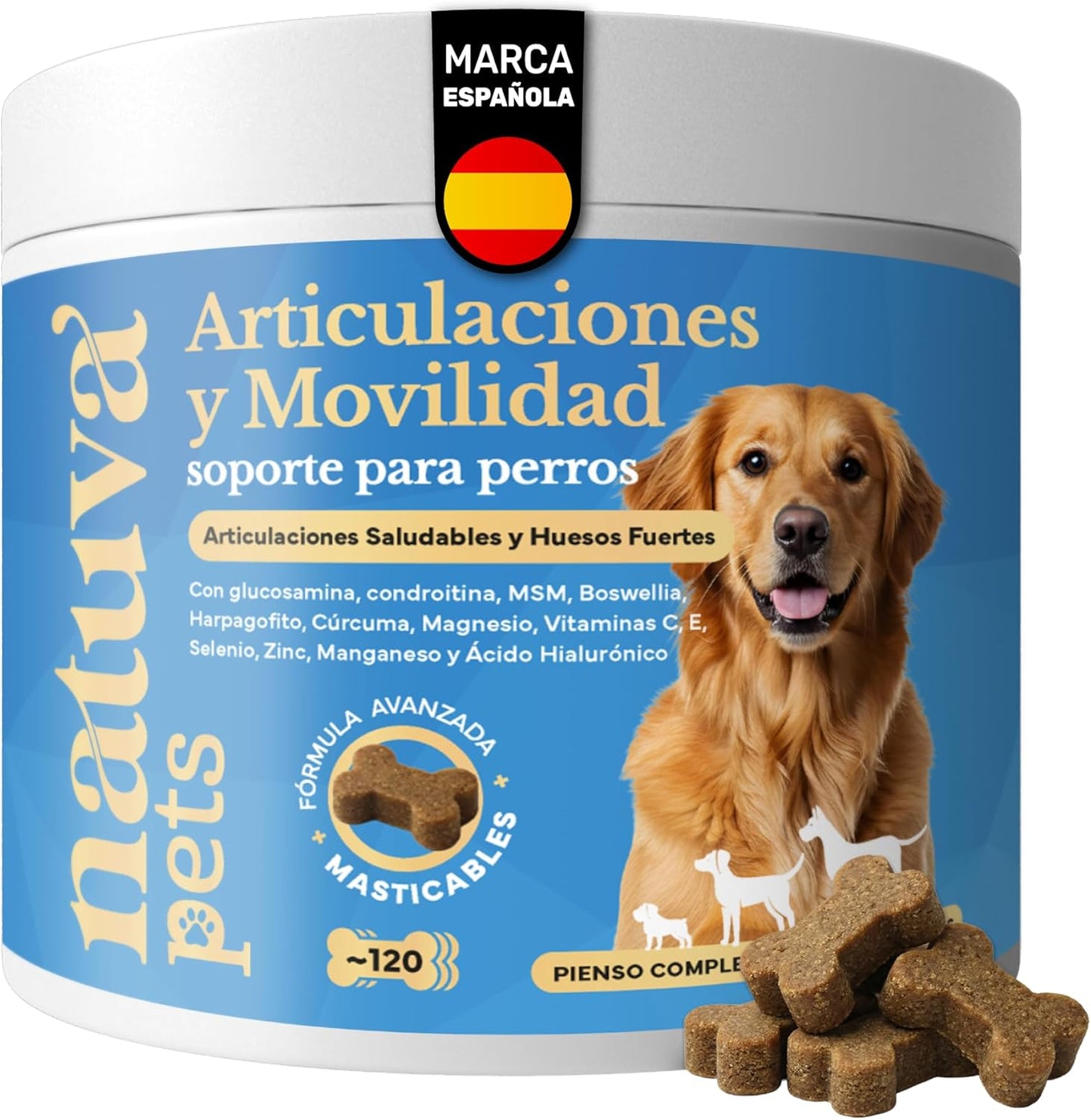 Condroprotector Para Perros. Movilidad Y Articulaciones. Suplemento Para Mascotas. 120 Masticables. Natuva Pets_0