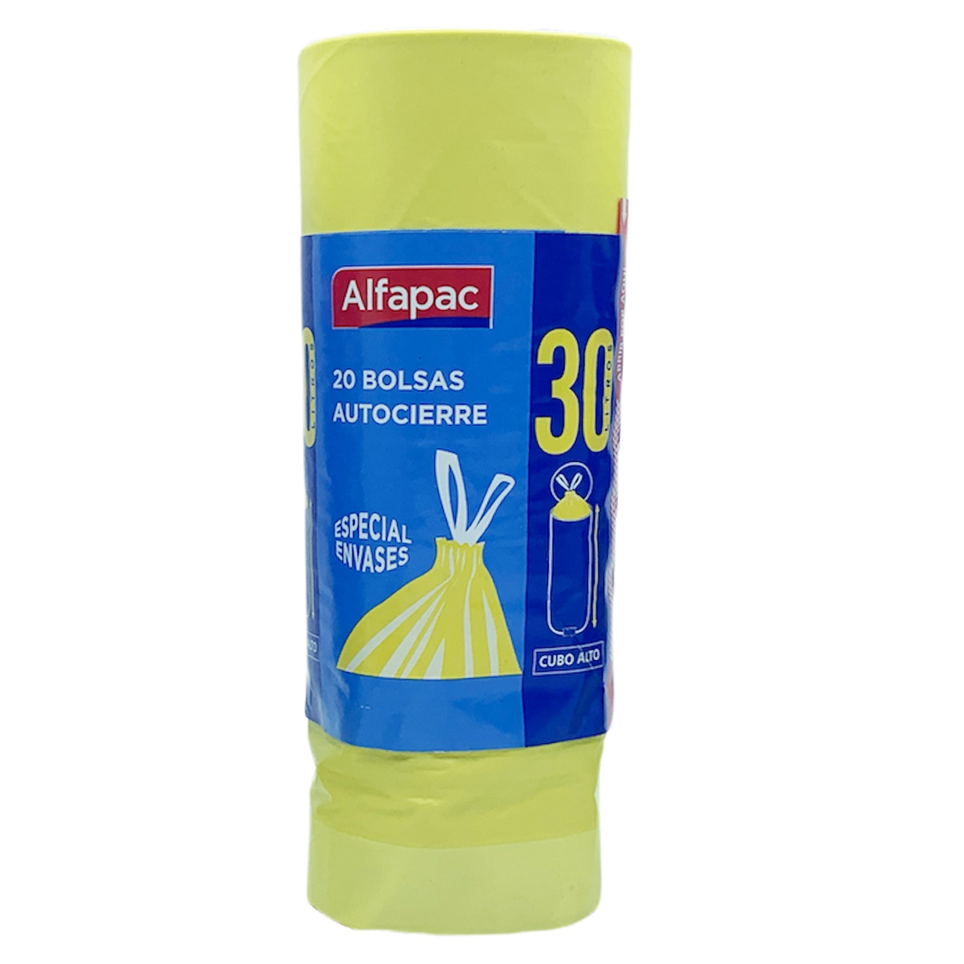 Rollo De 20 Bolsas De Basura Autocierre 30 L. De Capacidad Especiales Envases Y Cubos Altos 50x75 Cms