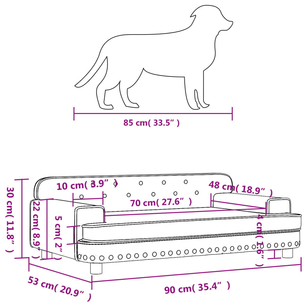 Cama Para Perros De Cuero Sintético Gris 90x53x30 Cm / Vetonek_0