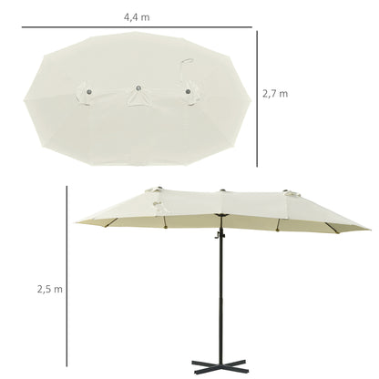 Outsunny Parasol De Jardín Doble Con Manivela 270x445x260 Cm Beige Y Negro_2