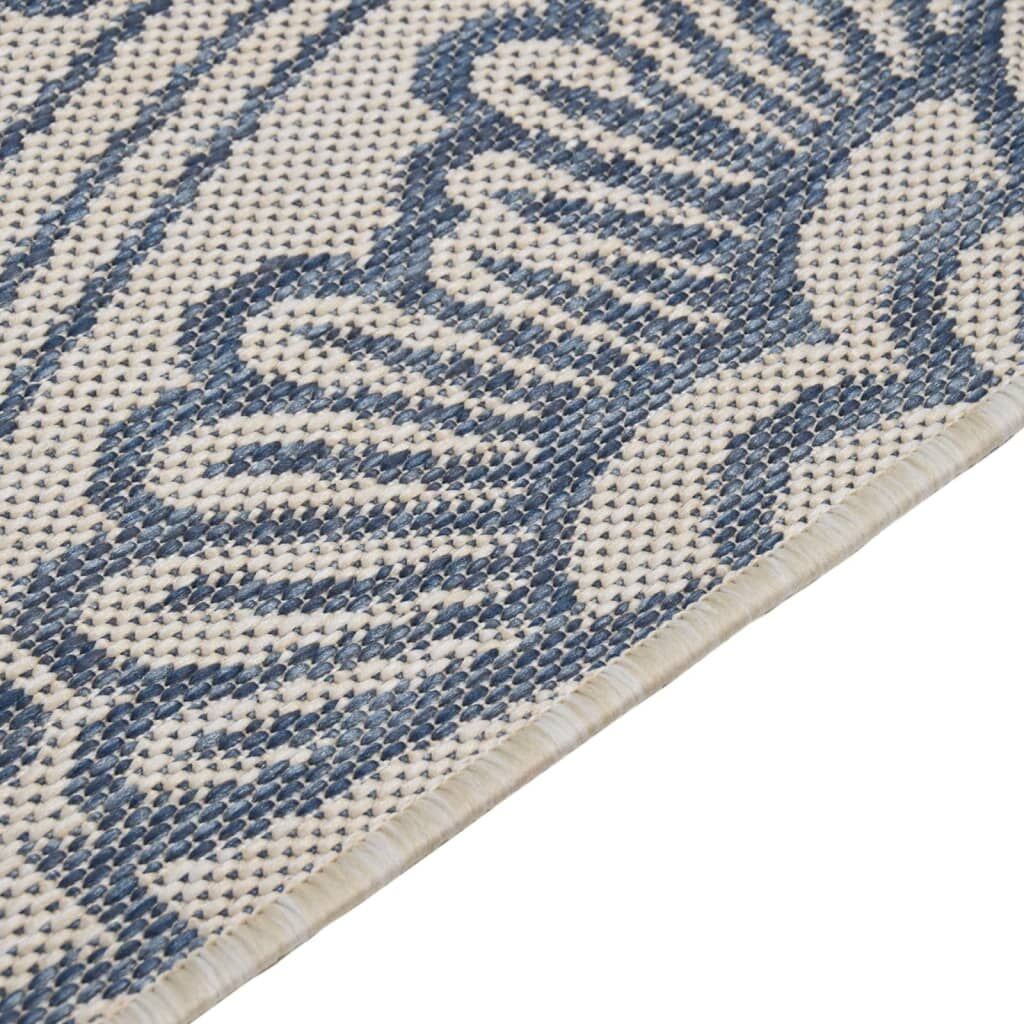 Vidaxl Alfombra De Exterior De Tejido Plano Rayas Azules 80x150 Cm_3