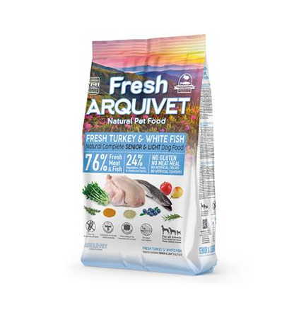 Alimento semi-húmido Fresh Senior Light Turkey &amp; White Arquivet 2,5 kg para cães