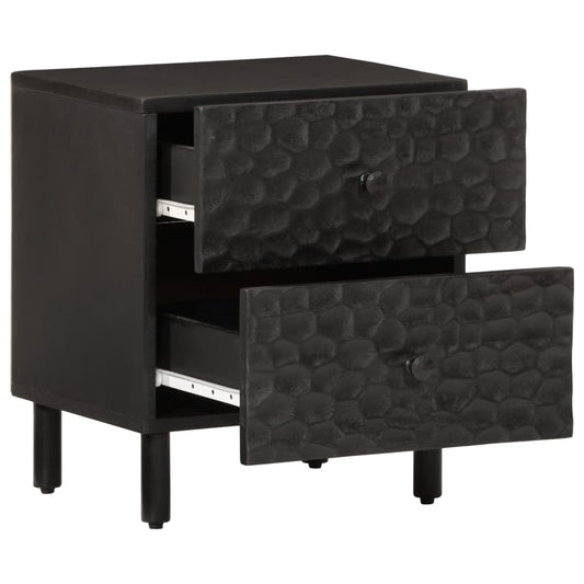 Mesita De Noche De Madera Maciza De Mango Negra 40x33x46 Cm_0