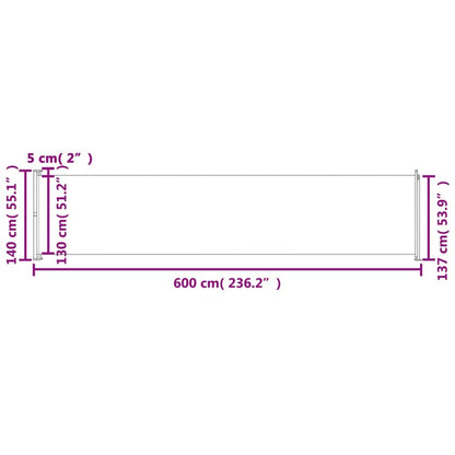 Vidaxl Toldo Lateral Retráctil Para Patio Marrón 140x600 Cm_2